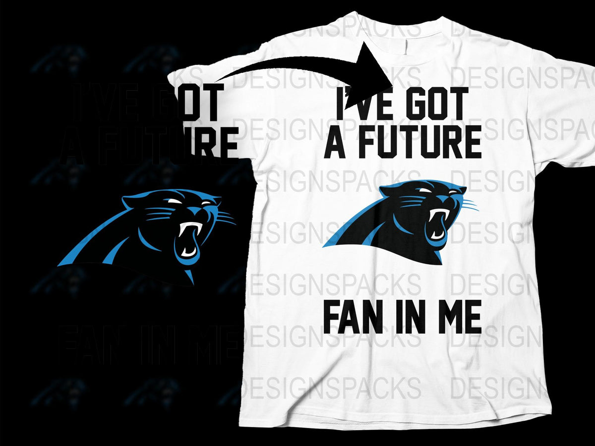 Carolina Panthers Inspired T-Shirt, Future Fan Graphic Tee, Sports Team Fanwear, Casual White Top with Black Panther Design