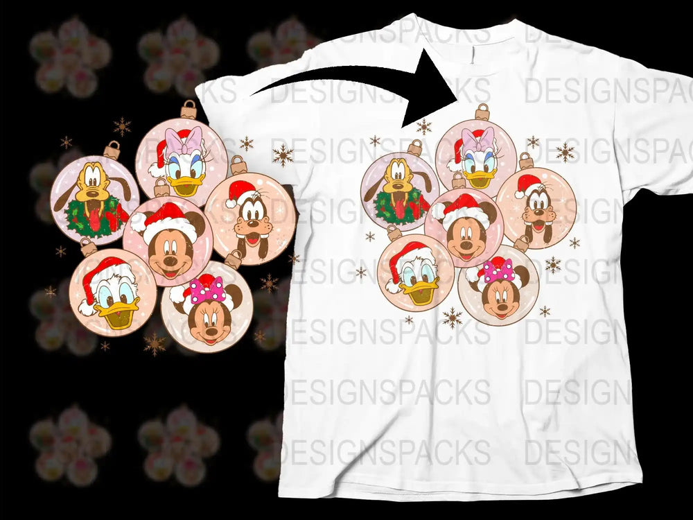 Disney Christmas Ornaments and T-Shirt Set, Mickey Minnie Holiday Apparel and Decorations, Festive Clothing and Gifts