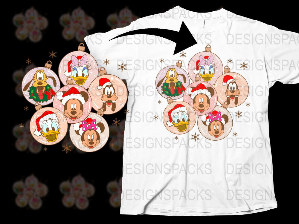 Disney Christmas Ornaments and T-Shirt Set, Mickey Minnie Holiday Apparel and Decorations, Festive Clothing and Gifts