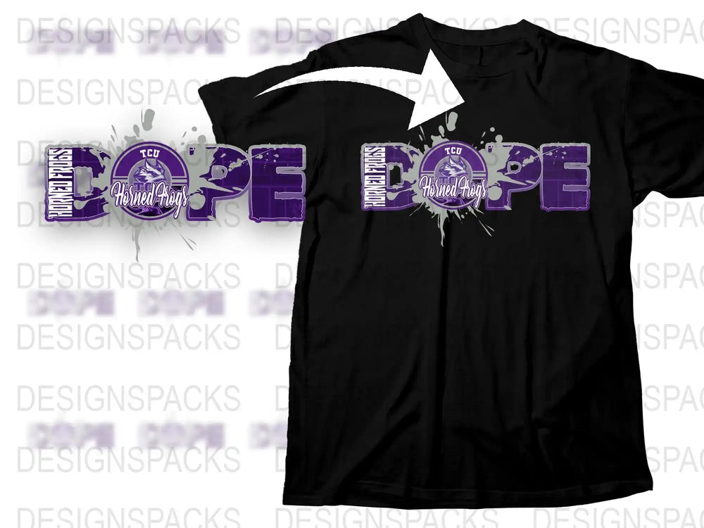TCU Inspired College Purple Splatter T-Shirt, Bold Graphic Athletic Fan Wear, Unisex Casual Apparel