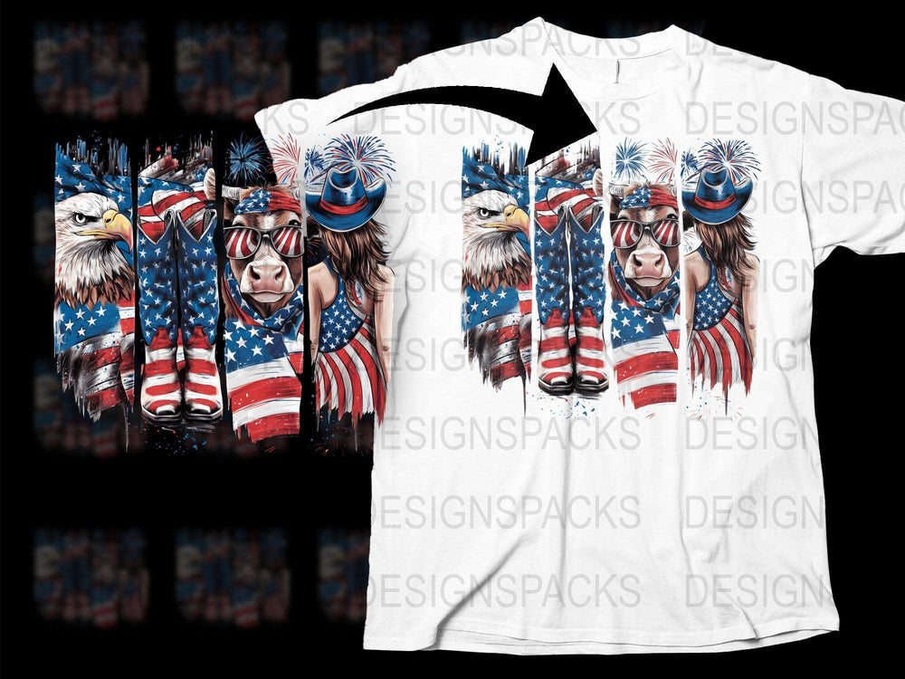 Patriotic Eagle American Flag T-Shirt, 4th of July Independence Day Tee, USA Freedom Apparel