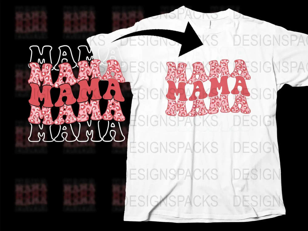 Mama Graphic T-Shirt, Pink Leopard Print, Stylish Casual Comfortable Women's Tee, Gift for Mom