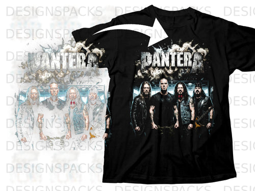 Black t-shirt featuring Pantera band logo and members with a distressed effect.