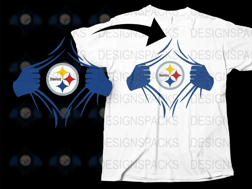 Pittsburgh Steelers Inspired T-Shirt, Open Chest Illusion, Fan Apparel, Graphic Tee for Football Lovers, Gift Idea