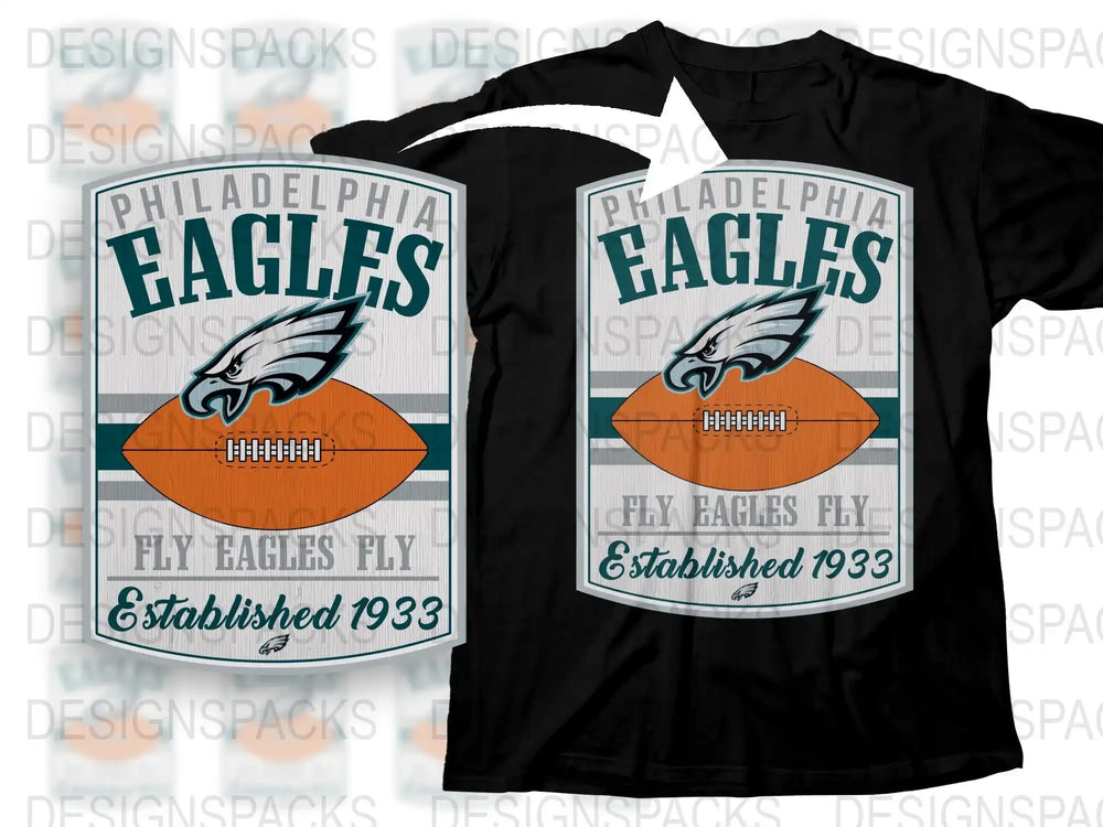 Philadelphia Eagles Inspired T-Shirt, Fly Eagles Fly, Vintage Sports Team, Fan Apparel, Gift Idea, Black Cotton Tee, NFL Design