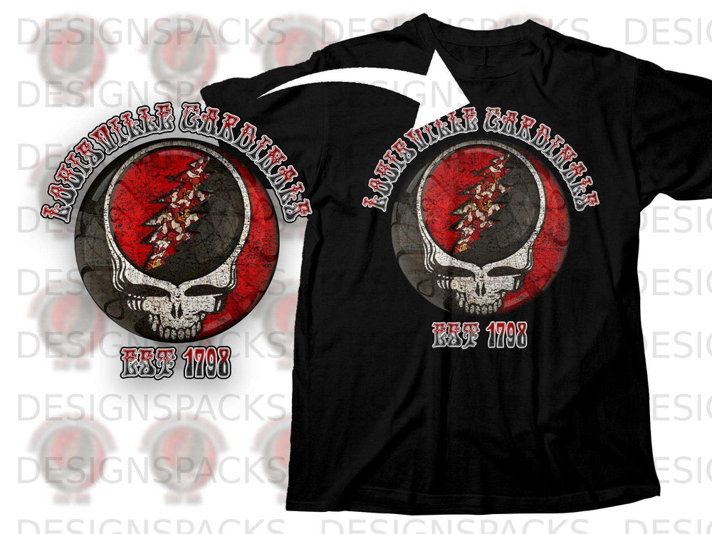 Louisville Cardinals Est 1798 Skull Graphic T-shirt