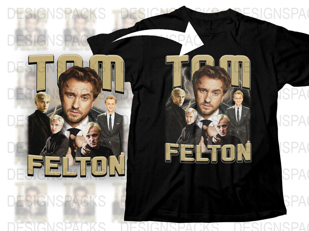 Tom Felton Graphic T-Shirt, Celebrity Print Tee, Actor Fan Gift, Unisex Black Shirt