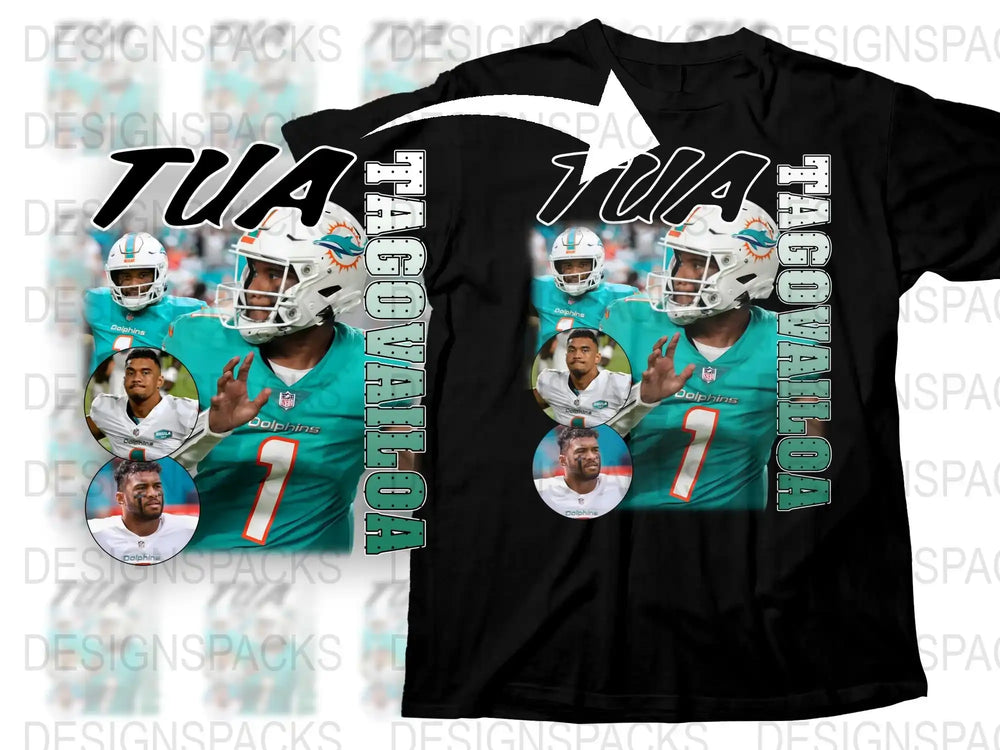 Tua Tagovailoa Miami Dolphins Inspired Football Fan T-Shirt, NFL Sports Tee, Quarterback Graphic Shirt, Gift for Fans
