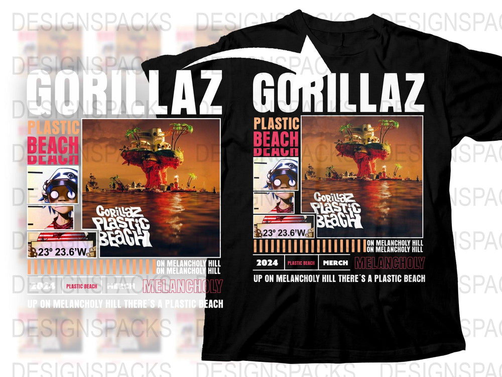 Gorillaz Plastic Beach Album Art T-Shirt, Graphic Tee, Band Merch, Music Fan Apparel, Unisex Cotton Shirt