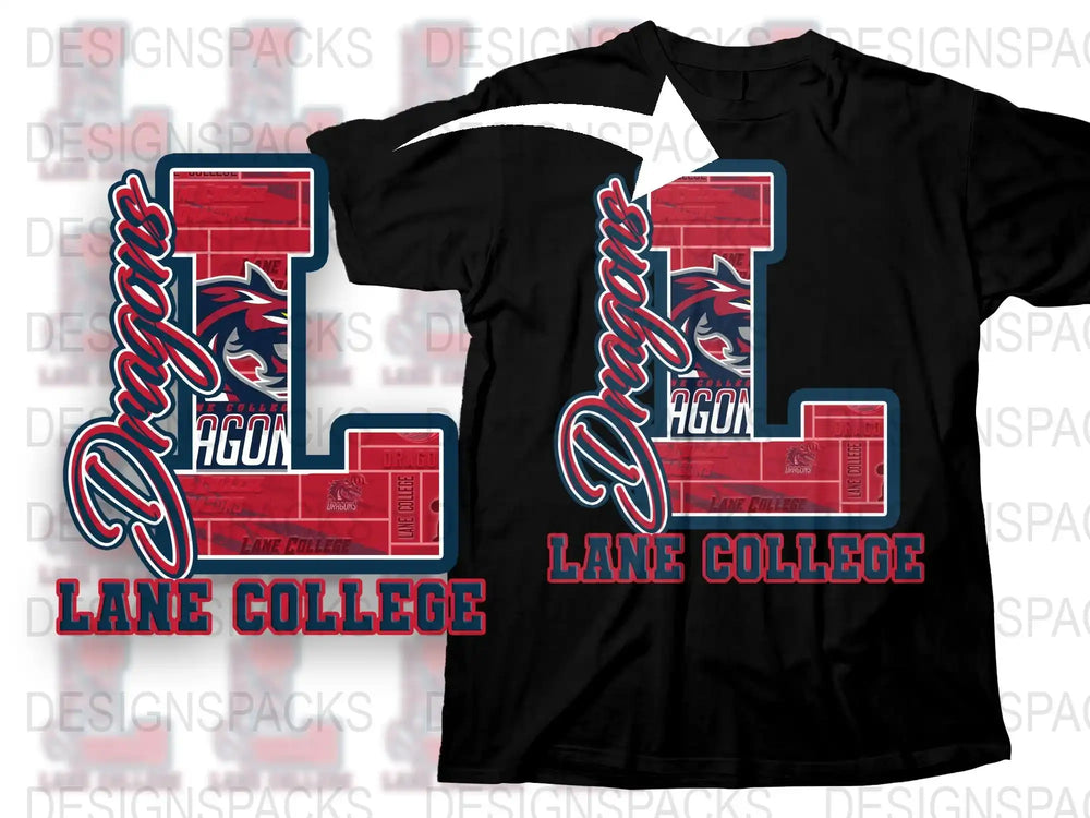 Lane College Dragons HGO1 Custom Graphic T-Shirt, Red and Black Athletic Tee, Collegiate Apparel, Unique Sports Fan Gift