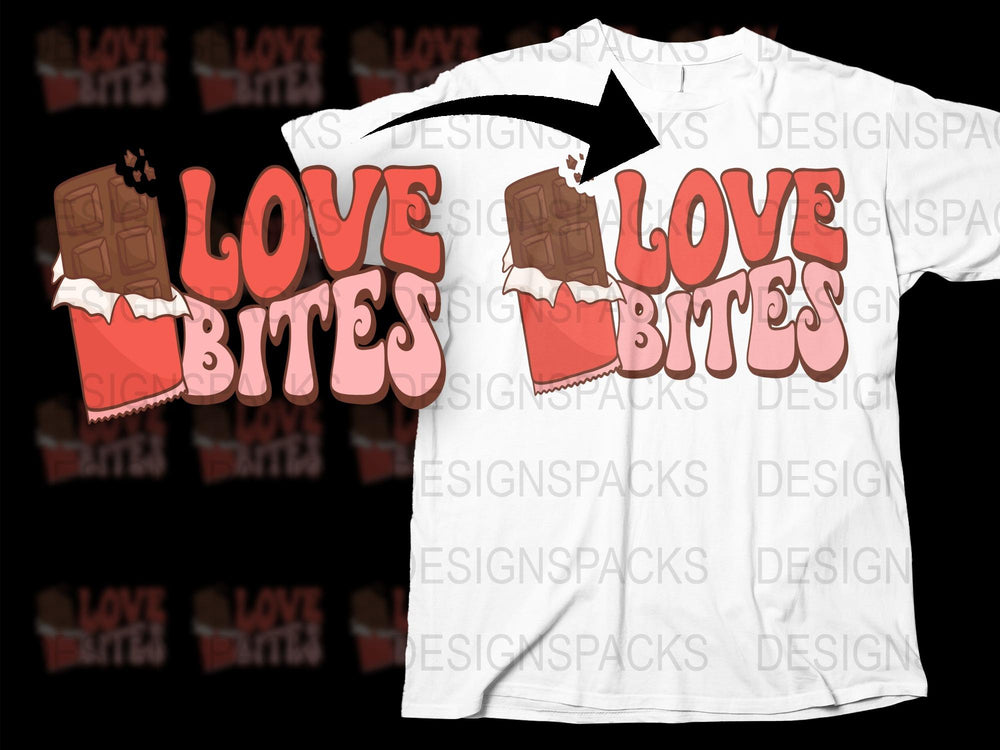 Love Bites Chocolate Bar Graphic T-Shirt, Funny Valentine's Day Tee, Unisex Casual Shirt for Couples