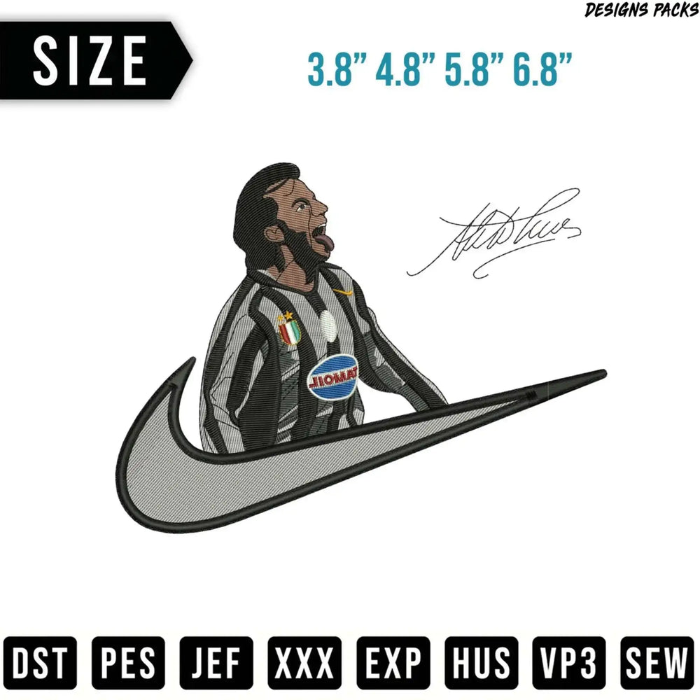 Football player in Nike logo, sizes 3.8-6.8 inches, file formats listed.