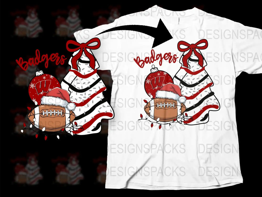 Cute Holiday Badgers T-Shirt, Christmas Football Theme, Festive Winter Apparel for Family