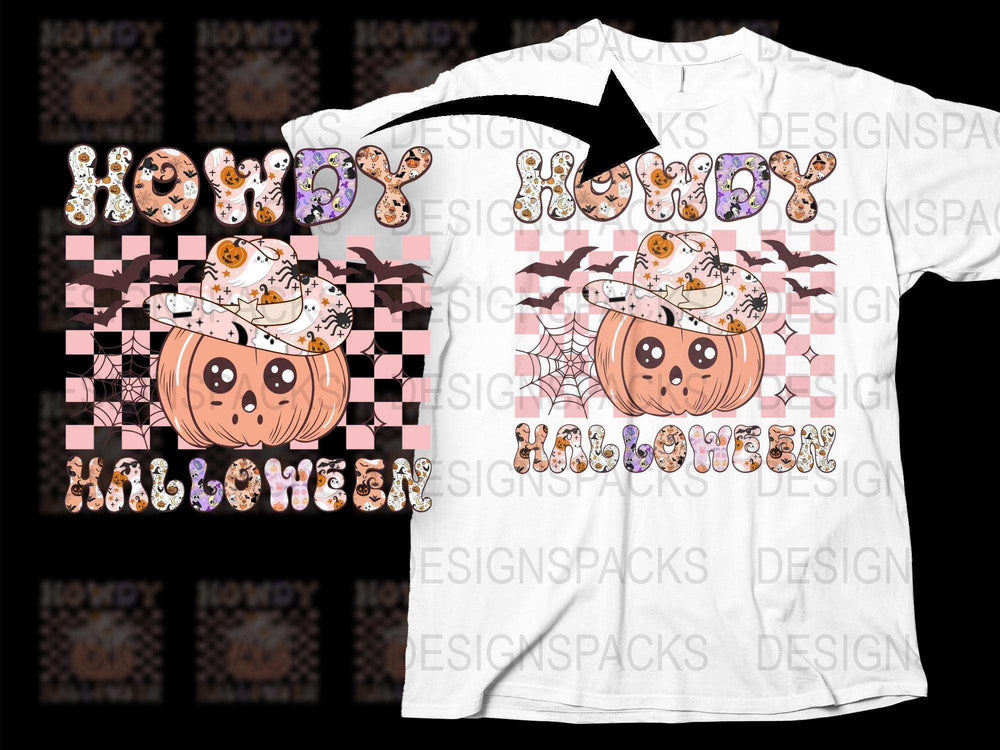 Howdy Pumpkin Halloween T-Shirt, Cute Pumpkin Graphic Tee, Kids and Adults Casual Wear