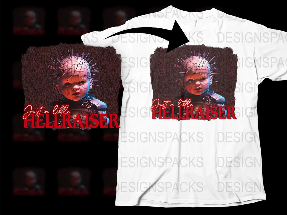 Hellraiser Baby Graphic T-Shirt, Horror Movie Themed Tee, Unique Scary Movie Apparel, Creepy Baby Design, Casual Fashion