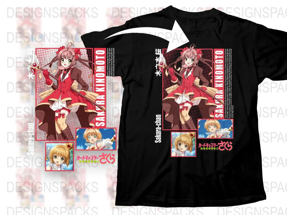 Sakura Kinomoto Anime T-Shirt, Magical Girl Cardcaptor Sakura Graphic Tee, Red Japanese Manga Shirt, Unisex Cotton T-Shirt