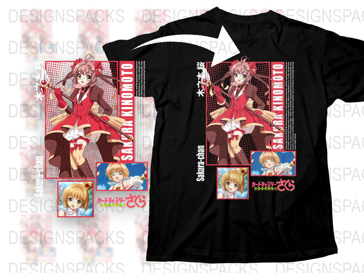 Sakura Kinomoto Anime T-Shirt, Magical Girl Cardcaptor Sakura Graphic Tee, Red Japanese Manga Shirt, Unisex Cotton T-Shirt