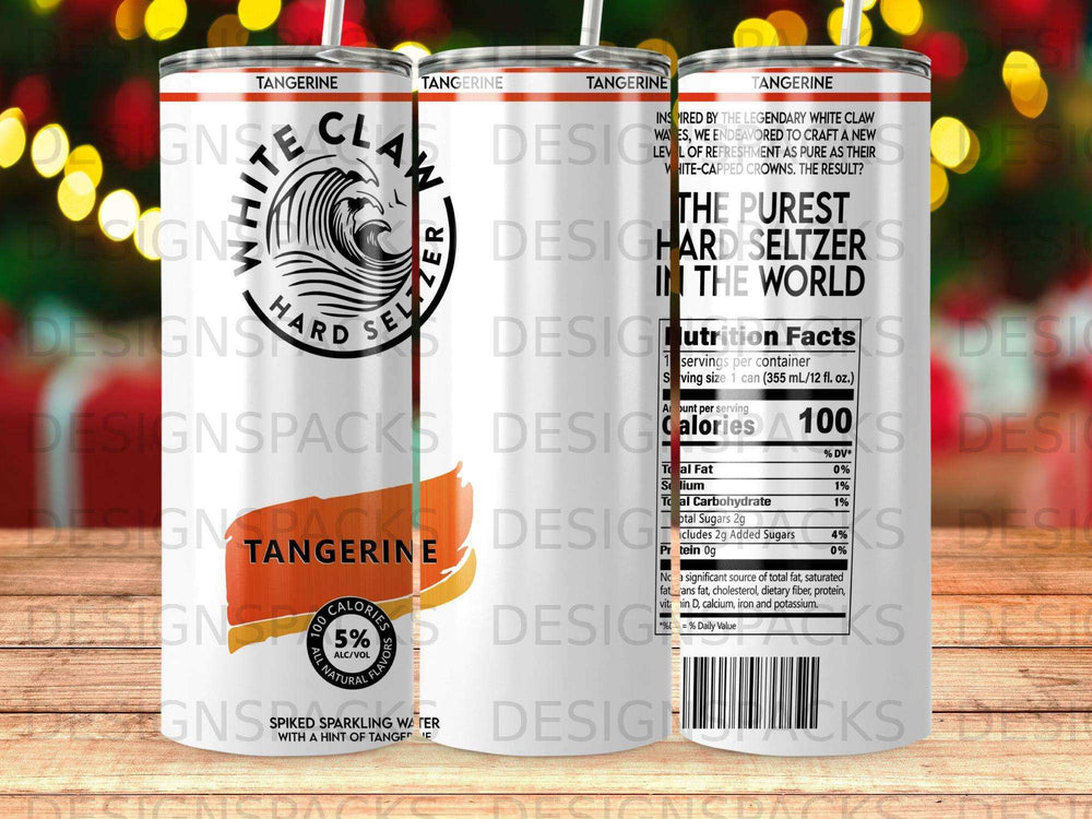 White Claw Tangerine Hard Seltzer can with nutrition facts label.