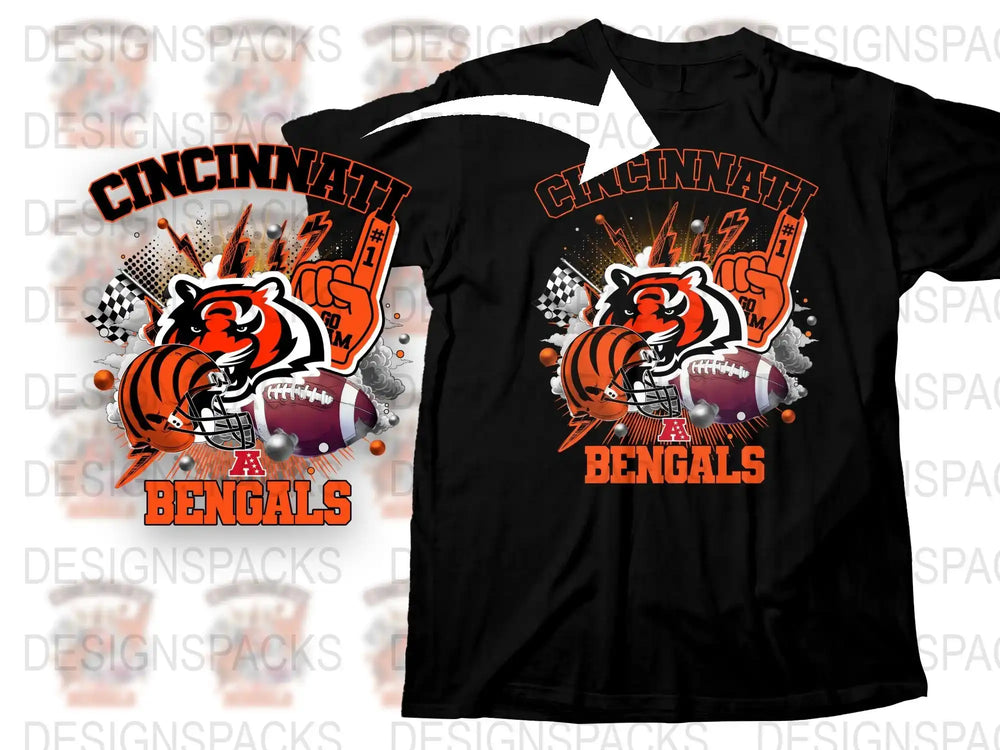 Cincinnati Bengals T-Shirt, Football Team Graphic Tee, Black Sports Shirt, Fan Apparel