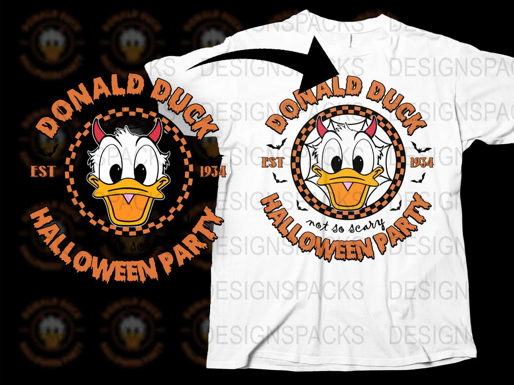 Donald Duck Halloween Party T-Shirt, Vintage Cartoon Character Tee, 1934 Est Design, Unisex Graphic Shirt