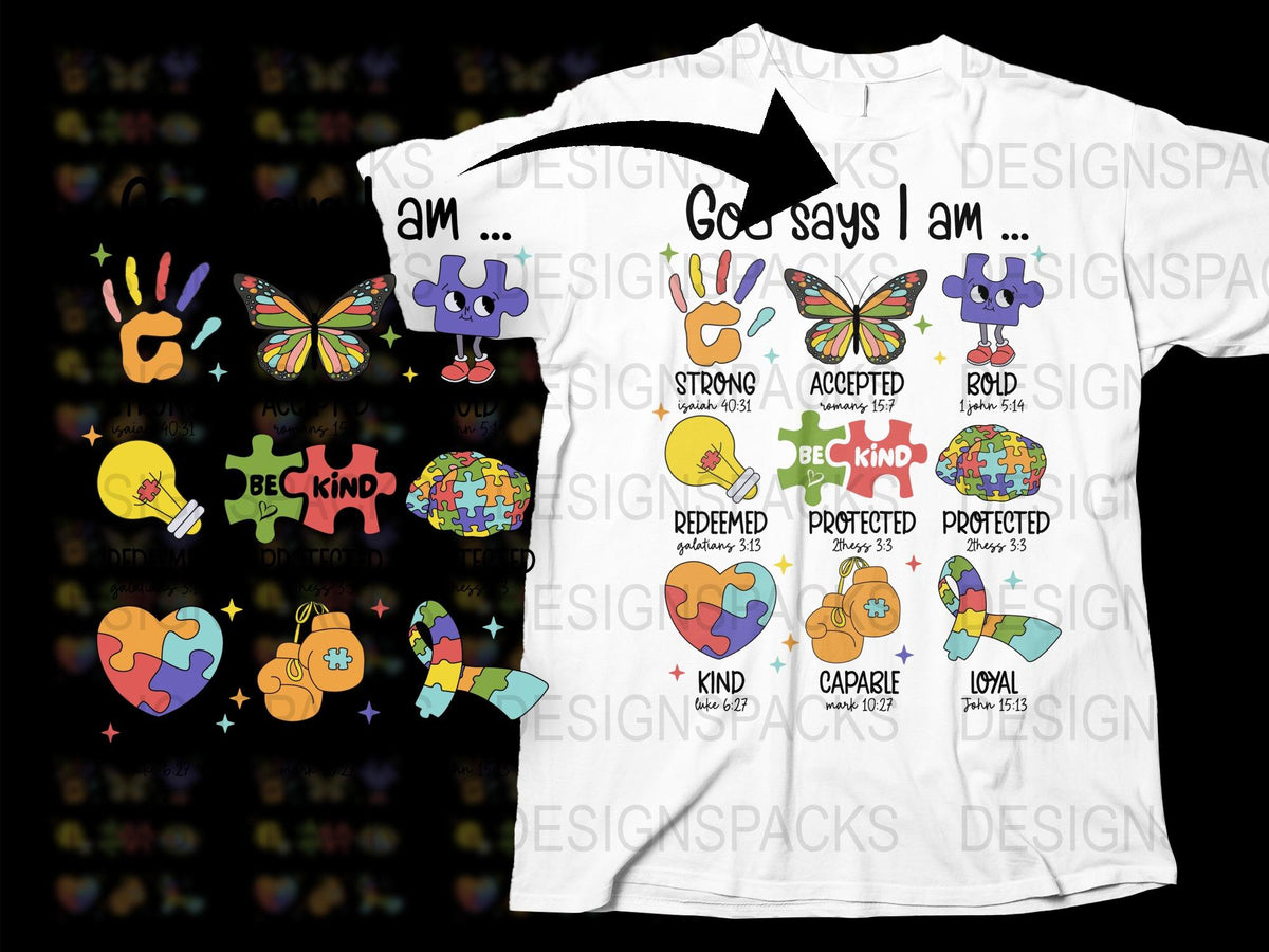 Inspirational Christian T-Shirt, I Am Who God Says I Am, Bible Verse, Colorful Graphic Design, Unisex Adult Clothing