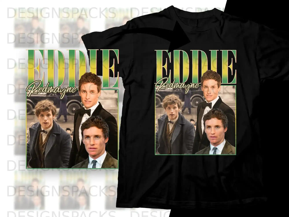 T-shirt featuring Eddie Redmayne in character with "EDDIE" text.