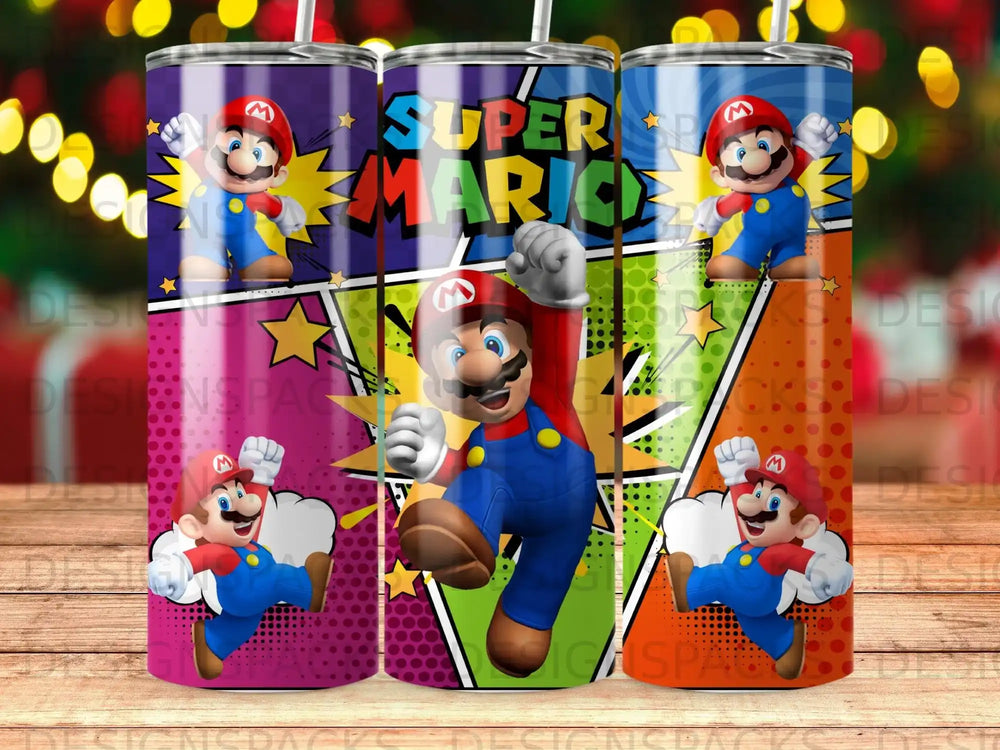 Super Mario characters on colorful background, with "Super Mario" text.