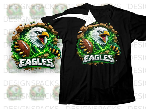 Eagles Football Team Graphic T-shirt Bold Electric Design