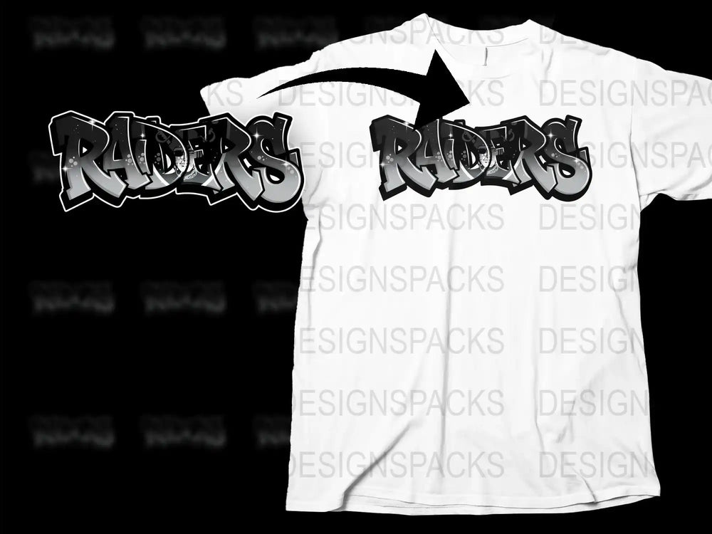 Raiders Graphic T-Shirt, Urban Street Style, Bold Text Print, Casual Hip-Hop Fashion, Unisex White Tee.