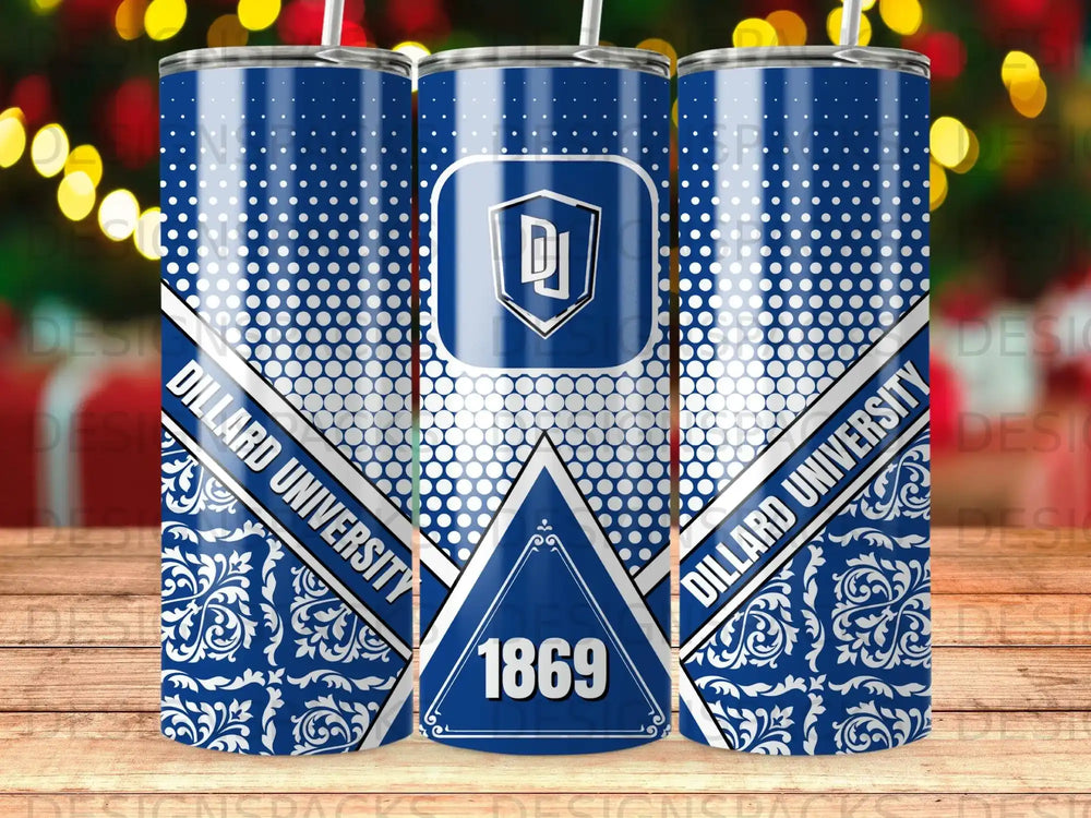 Dillard University DJ Logo 1869 Blue White Tumbler product type