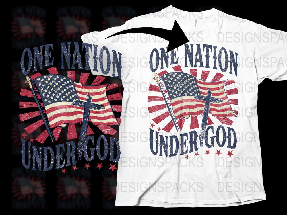 One Nation Under God T-Shirt, Patriotic American Flag Tee, USA Independence Day Apparel, Unisex Graphic Shirt