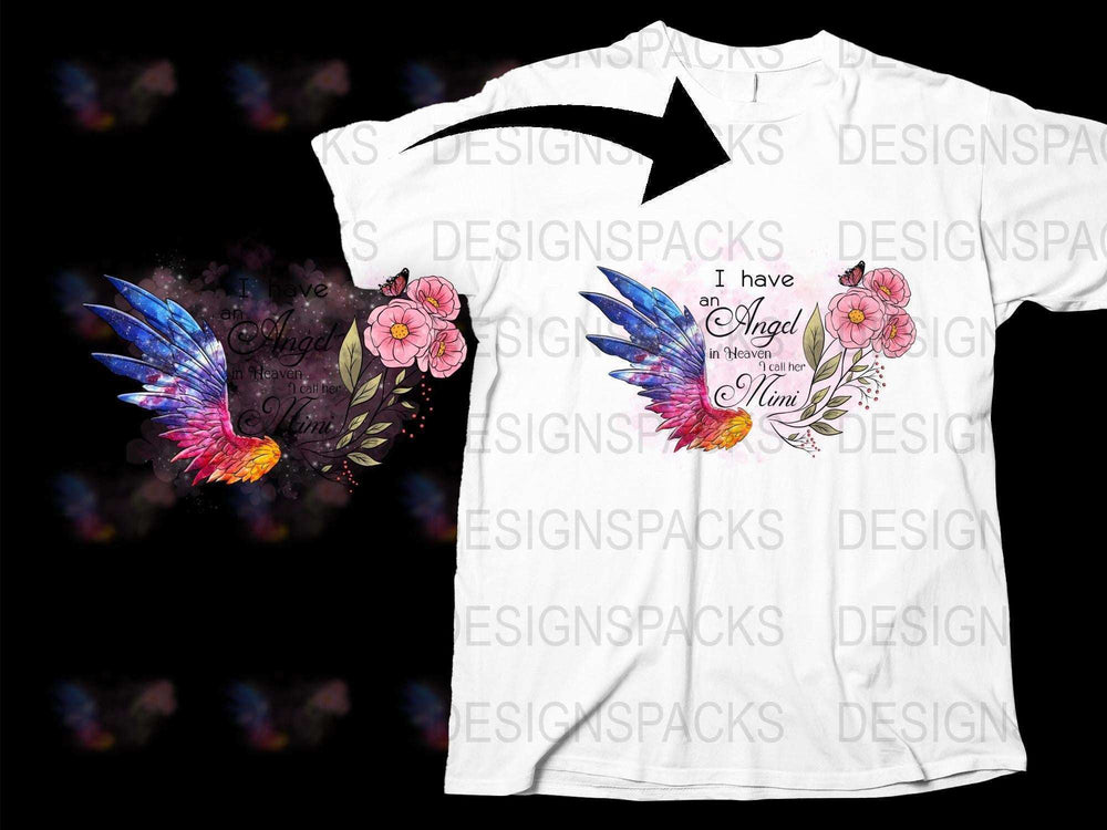 Angel Wings Floral T-Shirt, Spiritual Graphic Tee, Colorful Flowers and Wings Design, Inspirational Quote Top