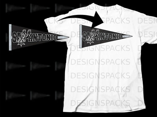 San Antonio Pennant Design on White T-Shirt