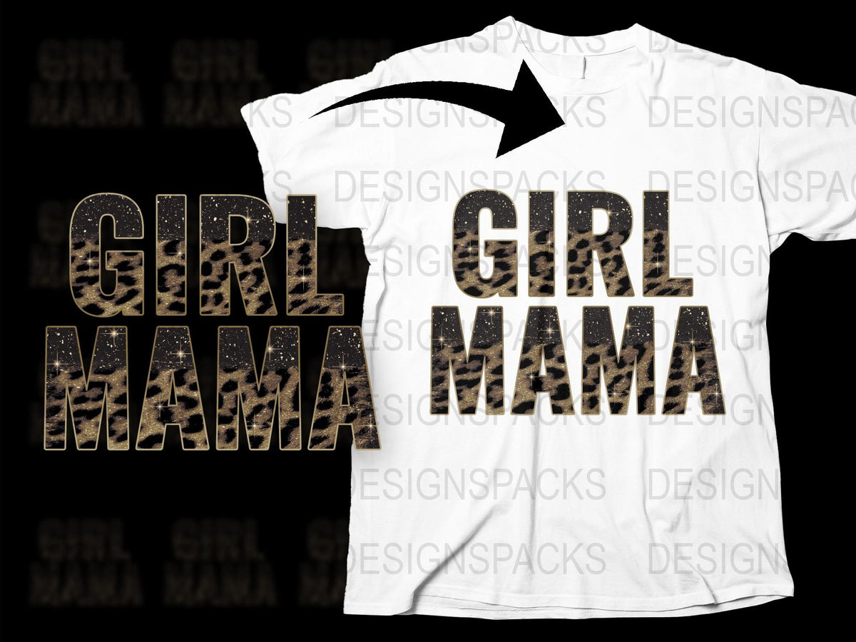 Girl Mama T-Shirt, Stylish Rustic Lettering, Trendy Mom Tee, Casual Feminine Apparel, Gift for Her