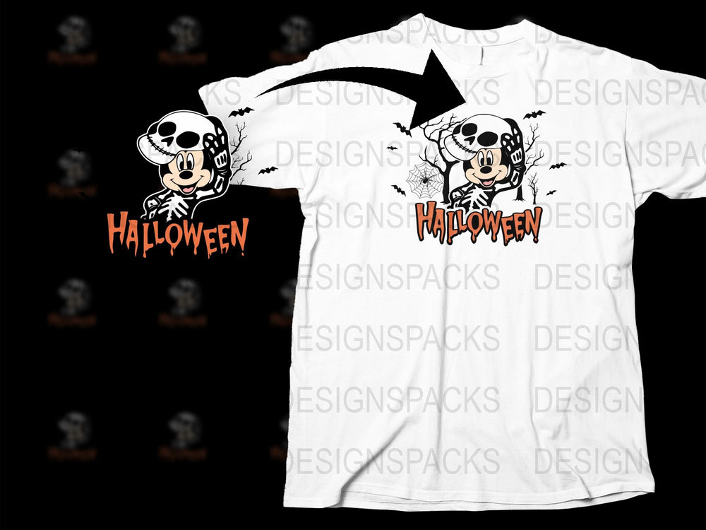 Halloween Skull T-Shirt, Spooky Cartoon Graphic Tee, Men's and Women's Casual Shirt, Halloween Party Apparel