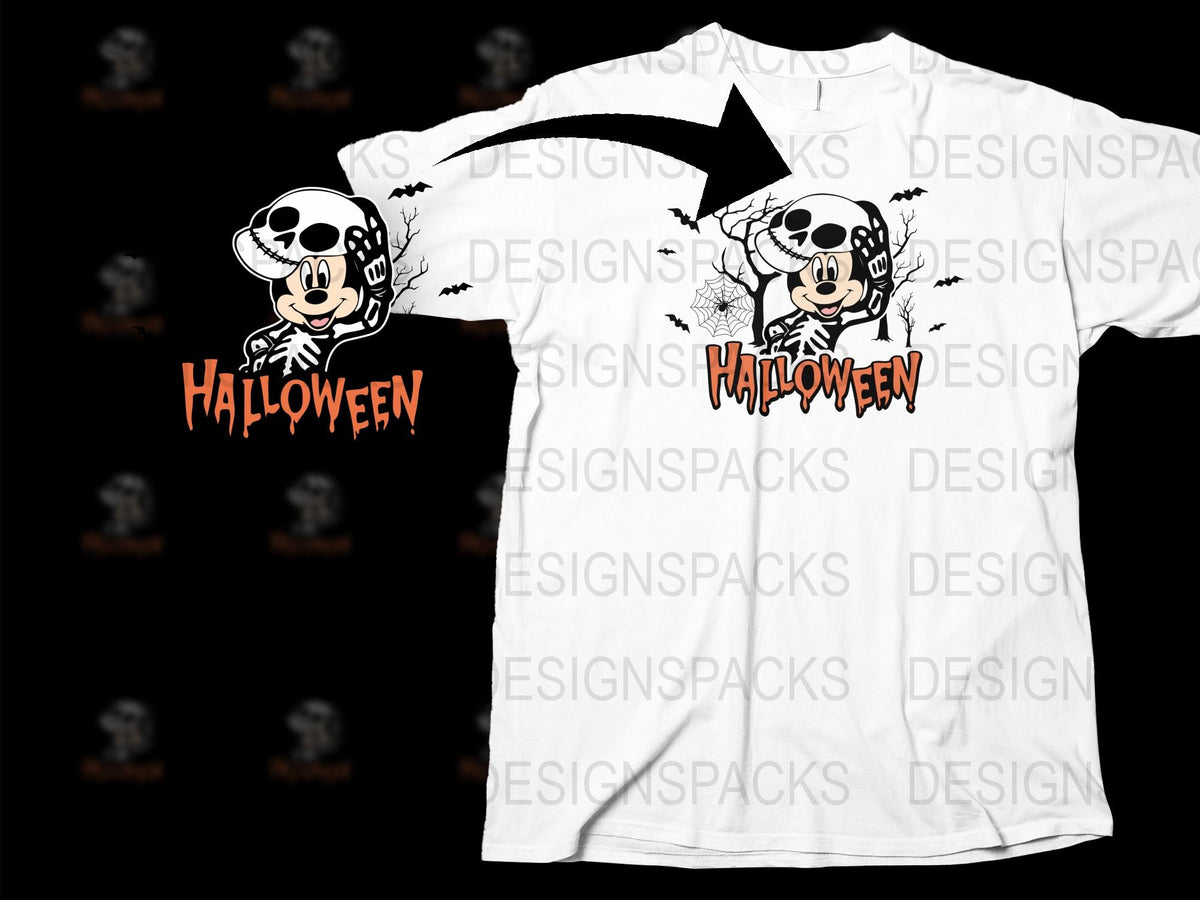Halloween Skull T-Shirt, Spooky Cartoon Graphic Tee, Men's and Women's Casual Shirt, Halloween Party Apparel