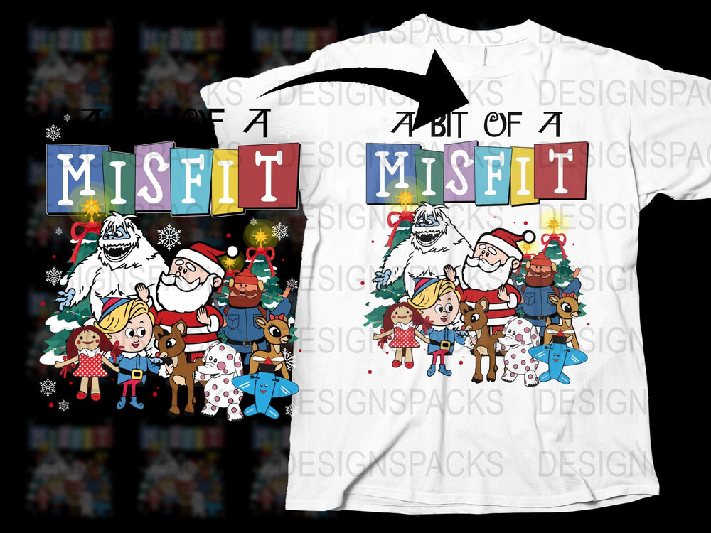 Christmas Misfit T-Shirt, Funny Holiday Characters Tee, Colorful Festive Design for All Ages