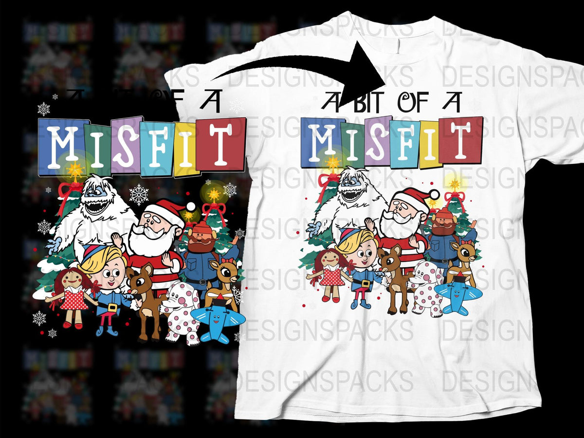 Christmas Misfit T-Shirt, Funny Holiday Characters Tee, Colorful Festive Design for All Ages