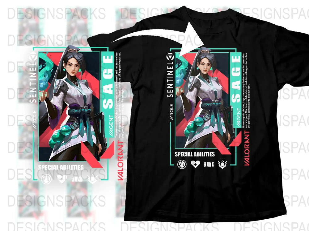 Valorant Sage Character T-Shirt, Cool Gamer Graphic Tee, Unisex Video Game Apparel, Gift for Gamers