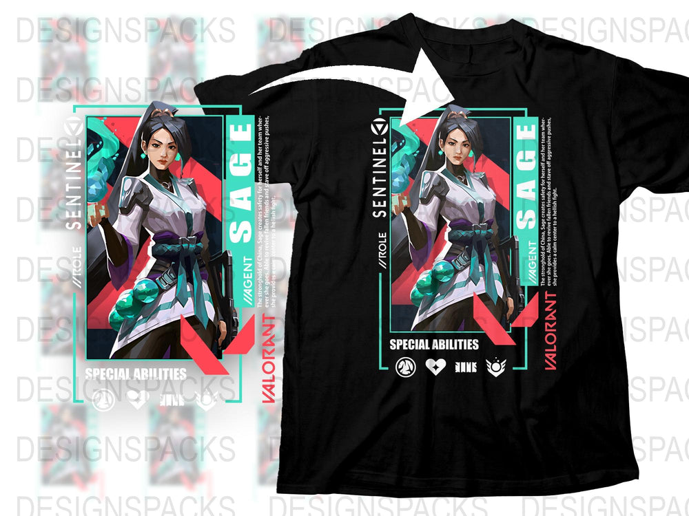 Valorant Sage Character T-Shirt, Cool Gamer Graphic Tee, Unisex Video Game Apparel, Gift for Gamers