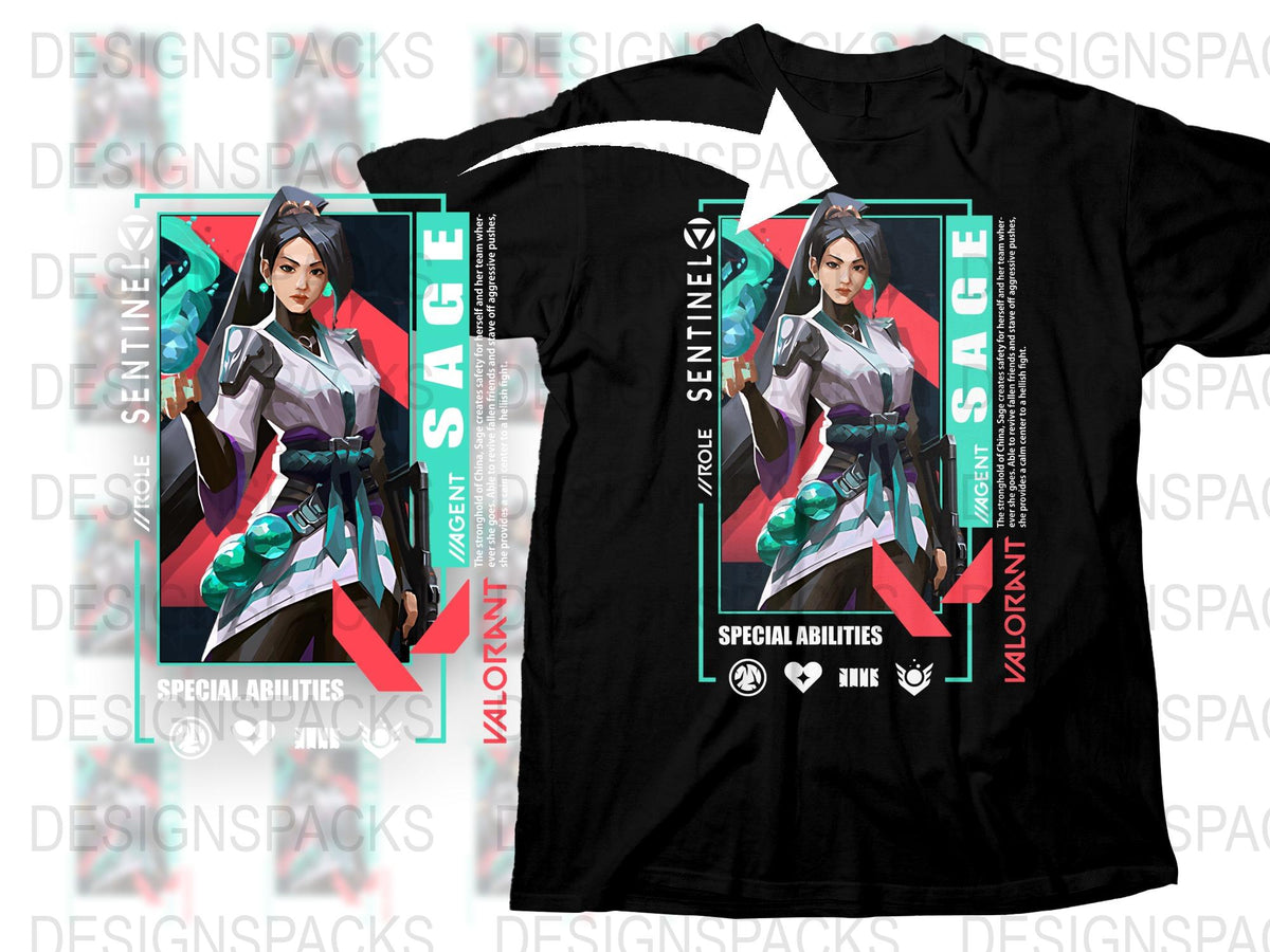 Valorant Sage Character T-Shirt, Cool Gamer Graphic Tee, Unisex Video Game Apparel, Gift for Gamers