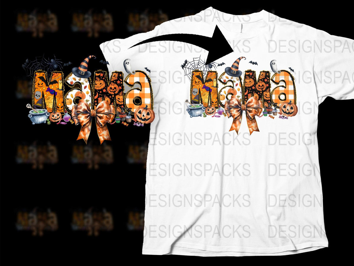Halloween Mama T-Shirt, Spooky Pumpkin Ghost Design, Fall Women's Fashion Tee, Halloween Party Apparel