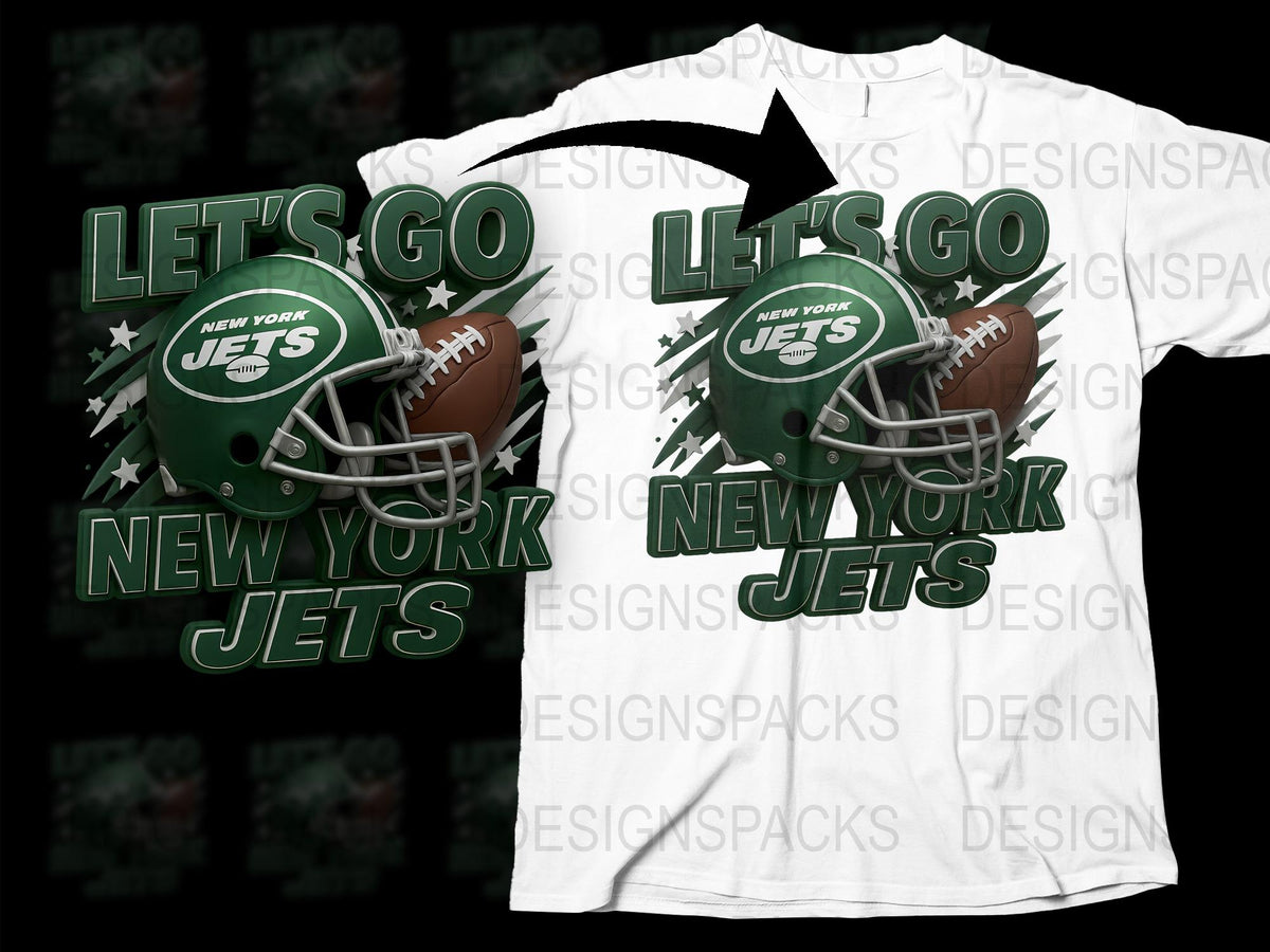 Let's Go New York Jets Football Team Graphic T-Shirt, Sports Fan Gift, NFL Style Casual Wear