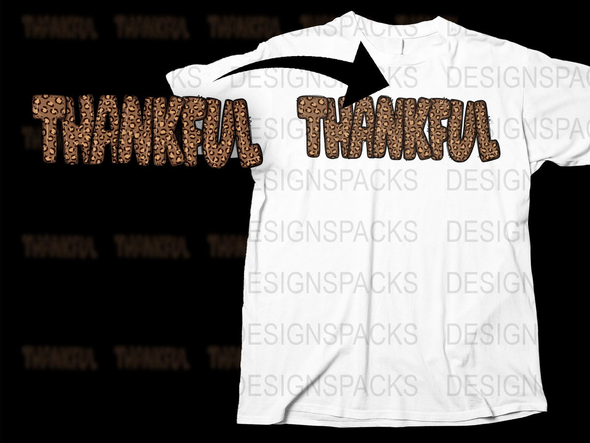 Thankful Leopard Print T-Shirt, Trendy Fall Fashion, Thanksgiving Tee, Graphic Shirt for Autumn Celebrations