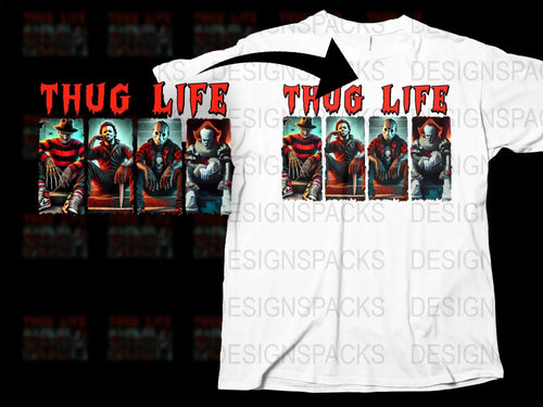 Thug Life Graphic T-Shirt, Colorful Tiger Print, Urban Streetwear, Casual Men's Fashion, Unique Animal Design Tee, Trendy Tops
