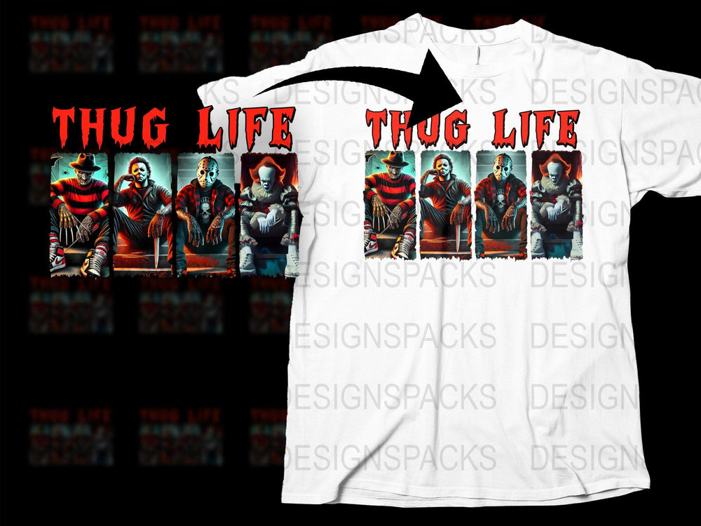 Thug Life Graphic T-Shirt, Colorful Tiger Print, Urban Streetwear, Casual Men's Fashion, Unique Animal Design Tee, Trendy Tops
