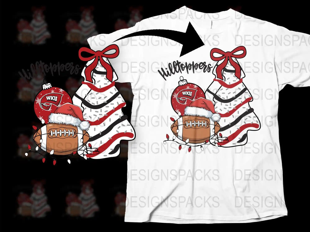 Festive Christmas T-Shirt with Football Santa Design, Holiday Apparel, Red and White Santa Hat Tee