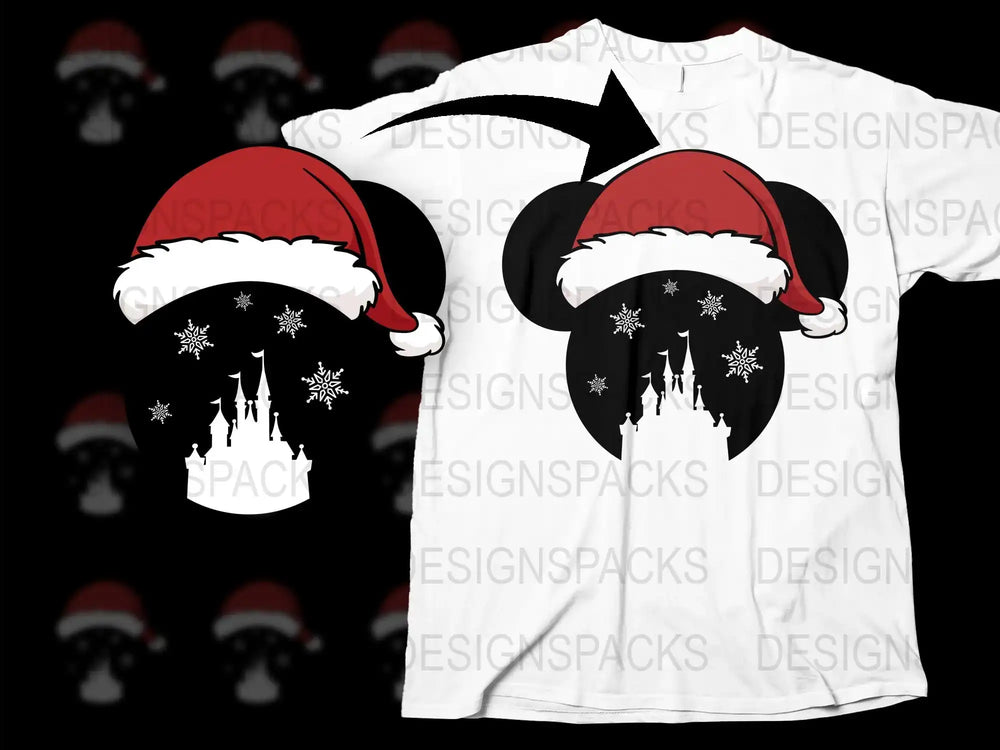 Santa Hat Beard Christmas T-Shirt, Festive Holiday Winter Tee, Men's Women's Unisex Apparel