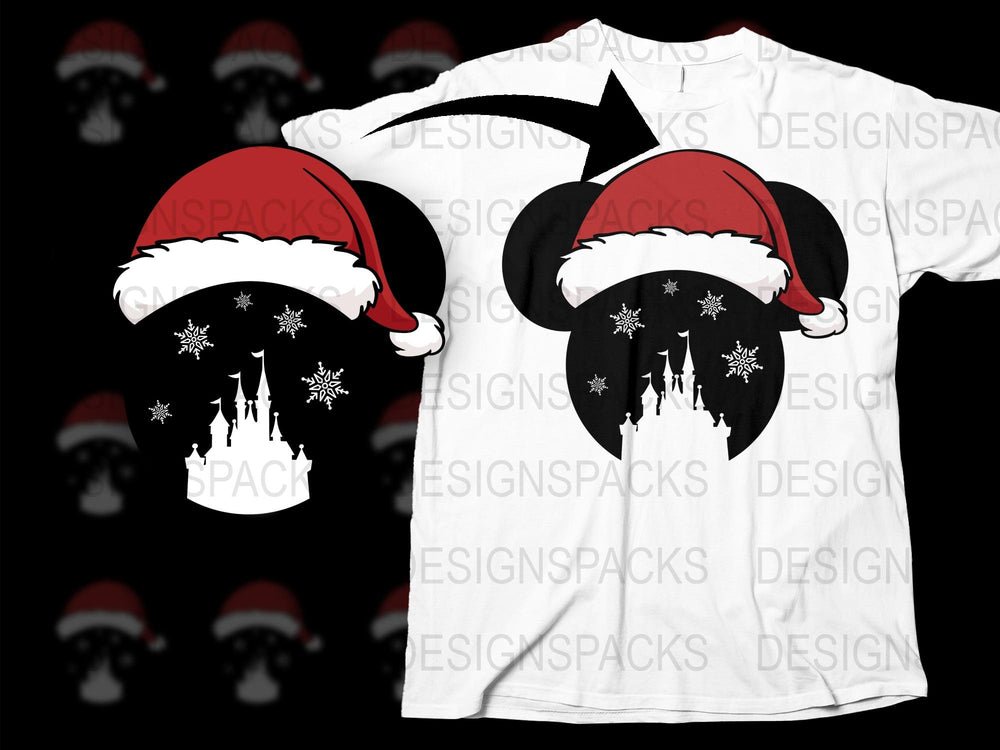 Santa Hat Beard Christmas T-Shirt, Festive Holiday Winter Tee, Men's Women's Unisex Apparel