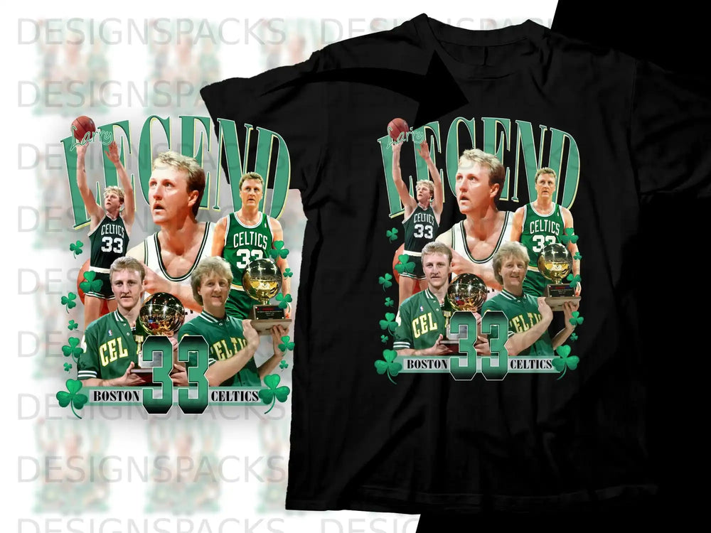 Boston Celtics basketball collage featuring Larry Bird and trophies.